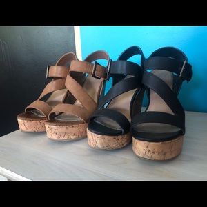 Olive Street Wedge Sandals in Black and Tan! 6.5M